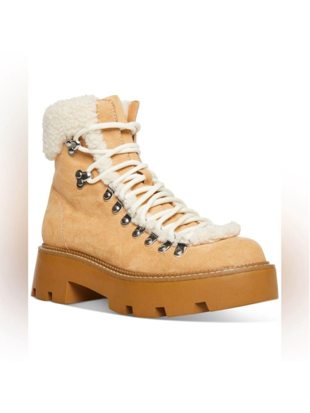 Steve Madden Cycloneee Womens Faux Leather Block Heel Hiking Boots Gorpcore